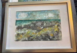 Havsband-mixed-media-akvarell-o-akryl-bild-29x19-cm-ram-43X33 cm. Pris 500 kr inkl ram men plus ev frakt.